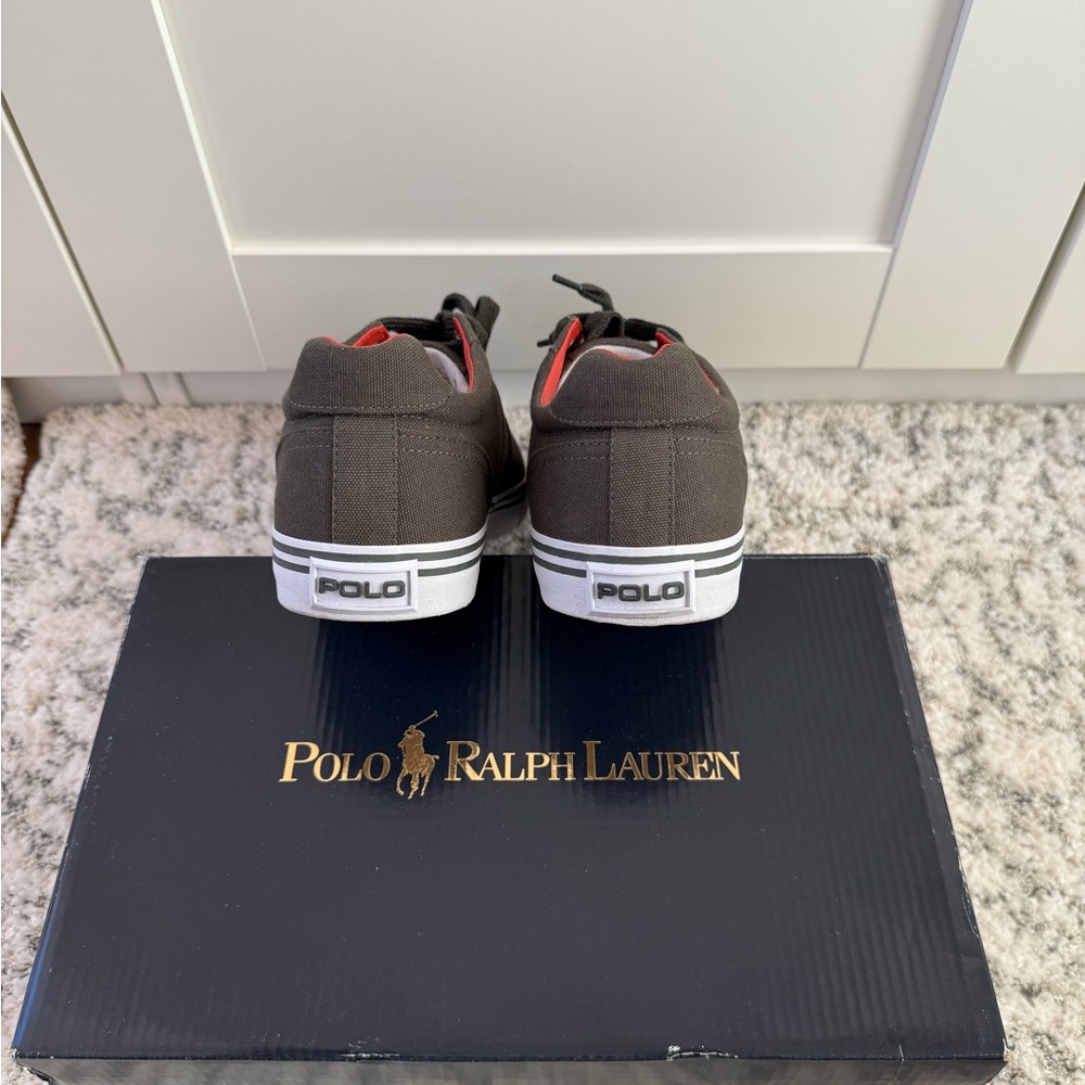 Polo by Ralph Lauren Men's deep Olive and Orange assents Sneakers - Picture 4 of 6
